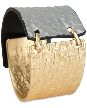 Saachi Textured Leather Bracelet - White