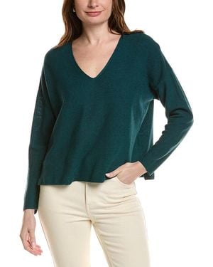Eileen Fisher V-Neck Linen-Blend Jumper - Green