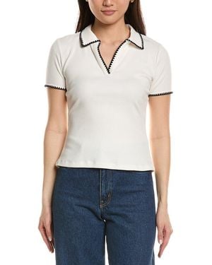Truth Blanket Stitch Polo Top - White