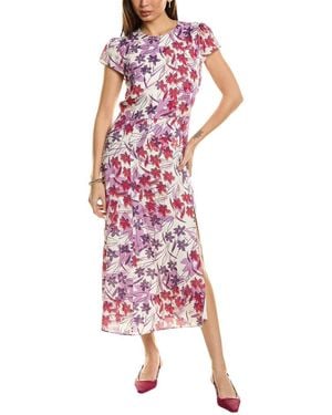 Reiss Livia Print Split Midi Dress - Pink