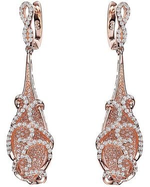 Genevive Jewelry 14k Rose Gold Vermeil Drop Earrings - Pink