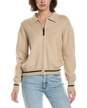 Brodie Cashmere Varsity Zip Through Cashmere-Blend Jacket - Natural