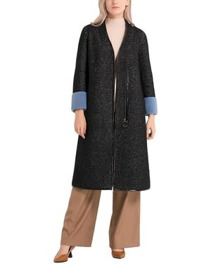 MALABO Single Button Long Wool-Blend Coat - Black