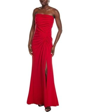 Tadashi Shoji Dorsett Pleated Crepe Gown - Red