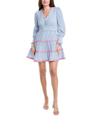 Sail To Sable V-Neck Smocked Waist Mini Dress - Blue
