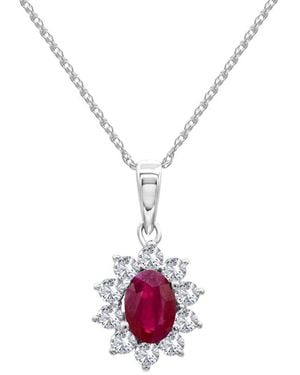Gemstones 14K 0.54 Ct. Tw. Ruby Pendant Necklace Pendant - Pink