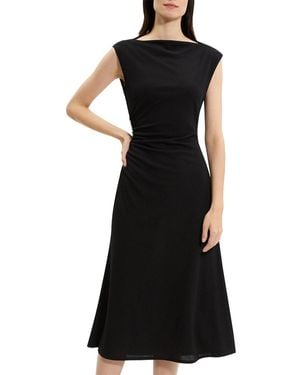 Theory Boat Neck Drape Dress - Black