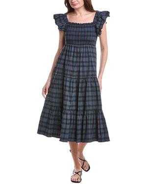 Sail To Sable Flutter Sleeve Smocked Midi Dress - Blue