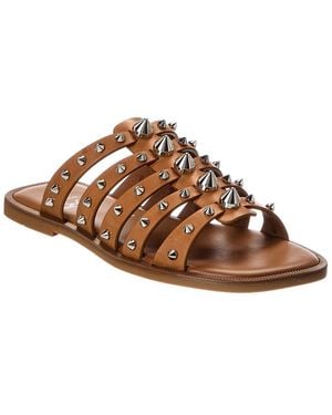 Christian Louboutin Charja Spike Leather Sandal - Brown