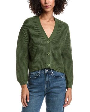 Forte Wool & Cashmere-Blend Short Rib V-Neck Button Cardigan - Green