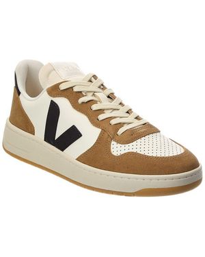 Veja 10 Leather & Suede Trainer - Metallic