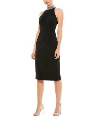 Mac Duggal Open Back Jeweled Midi Dress - Black