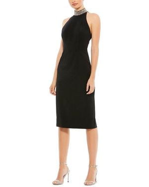 Mac Duggal Open Back Jeweled Midi Dress - Black