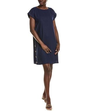 Jones New York Short Sleeve Linen-Blend Swing Dress - Blue