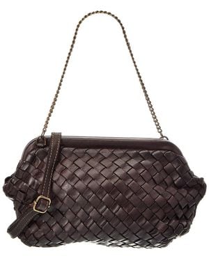 Isabella Rossetti Quincy Hand Woven Leather Clutch - Brown