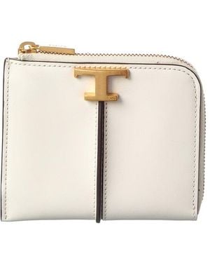 Tod's T Timeless Leather Coin Purse - Natural