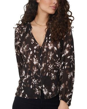 Bella Dahl Raglan Ruffle Neck Blouse - Black