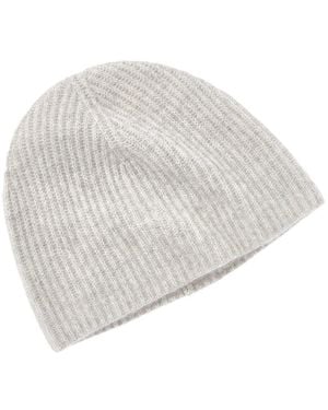 Phenix Rib Knit Cashmere Beanie - White