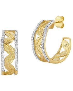 Reiss 14k 0.43 Ct. Tw. Diamond Vine Leaf Hoops - Metallic
