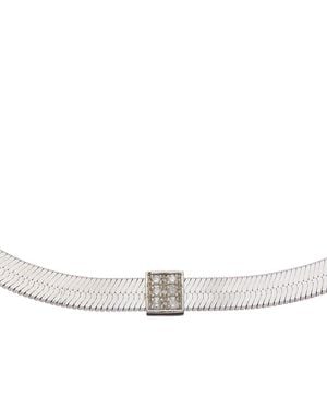 Meshmerise 18K Vermeil 0.06 Ct. Tw. Diamond Herringbone Choker Necklace - White