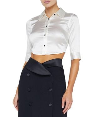 L'Agence Niccola Crop Silk-Blend Blouse - White