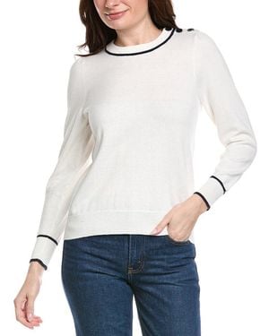 Hannah Rose Button Shoulder Cashmere-Blend Jumper - White