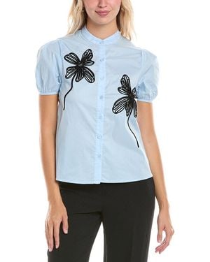 Gracia Embroidered Blouse - Blue