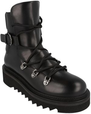Ferragamo Elimo Lace-Up Leather Boot - Black