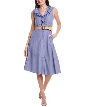 Sam Edelman Striped Jewelled Ruffle Dress - Blue