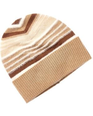 Phenix Fuzzy Stripe Cashmere Beanie - Natural