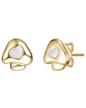 Rachel Glauber 14K Plated Pearl Earrings - Metallic