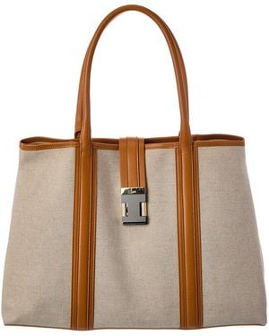 Christian Louboutin Canvas & Leather Tote - Brown