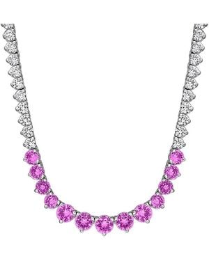 Rina Limor 22.30 Ct. Tw. Lab-Grown And Sapphire Graduated Tennis Necklace - Pink
