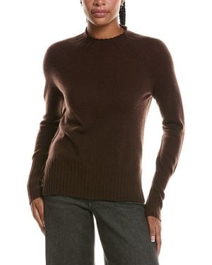 Forte Basic Trim Low Funnel 100% Cashmere Pullover - Brown