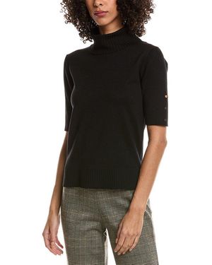 Tahari Elbow Sleeve Turtleneck Sweater - Black
