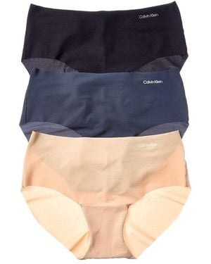 Calvin Klein 3Pk Invisibles Microfiber Stretch Hipster - Blue