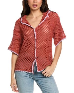 LUXE ALWAYS Open Knit Shirt - Red