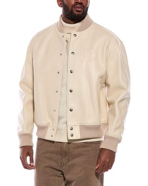 Palm Angels Leather Jacket - Natural