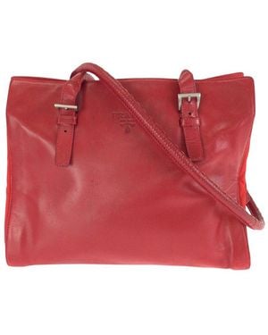 Prada Tessuto Shoulder Tote (Authentic Pre-Loved) - Red