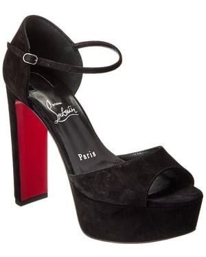 Christian Louboutin Sandaloo 130 Suede Platform Sandal - Black