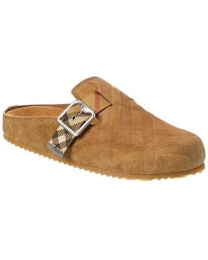 Burberry Check Urchin Suede Mule - Brown