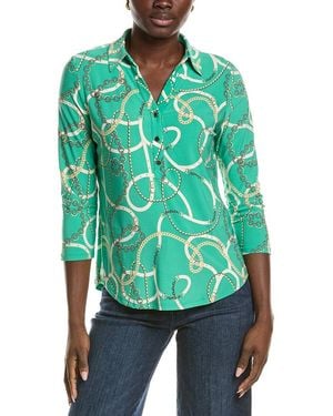 Jones New York 3/4-Sleeve Popover Printed Ity Jersey Top - Green