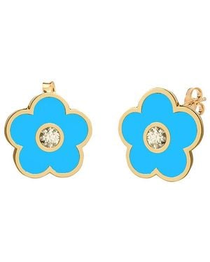 Gabi Rielle 14K Over Agate Cz Stackable Earrings - Blue
