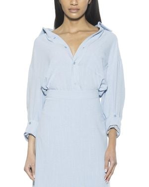 Alexia Admor Amber Linen-Blend Shirt - Blue