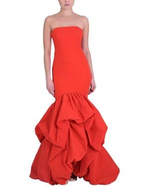 Marchesa Drop Waist Mermaid Gown - Red