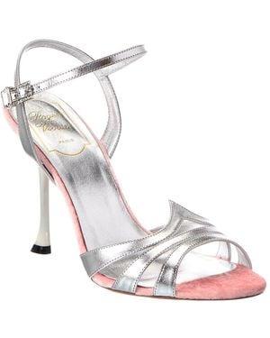 Roger Vivier Leather & Velvet Sandal - Metallic