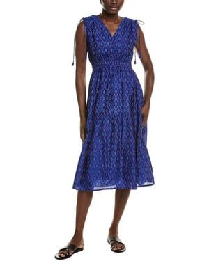 MER ST BARTH Noemie Shoulder Tie Dress - Blue