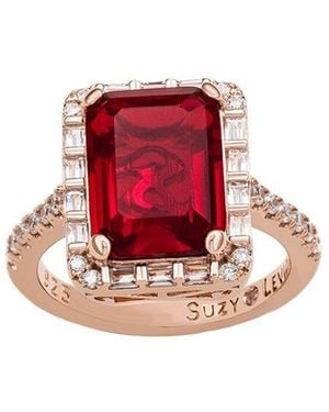 Suzy Levian CZ Jewelry Suzy Levian Cz Large Cocktail Ring - Red