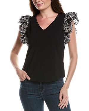 tyler boe Erin Eyelet Top - Black