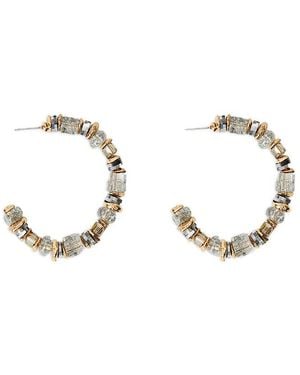 Saachi Beaded Crystal Hoop Earrings - Metallic